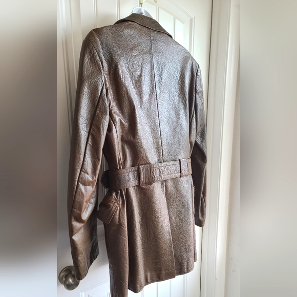 Vintage Brown Leather Jacket size 42 Medium Women - Picture 3 of 8